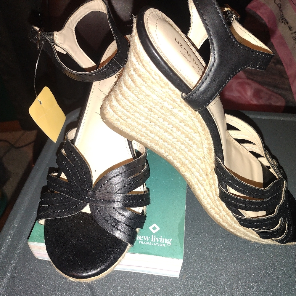 Liz Claiborne Black Wedge Espadrilles